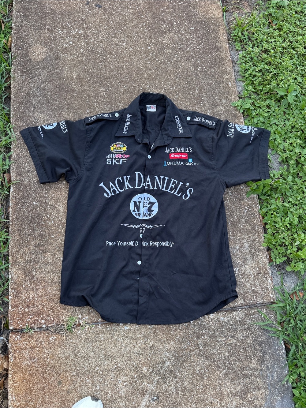 Jack Daniels Snap On Black Short-Sleeve Logo Button-Down Shirt. Size 3XL
